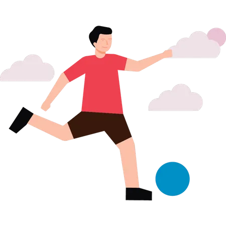 Junge tritt den Ball  Illustration