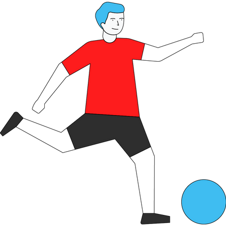 Junge tritt Fußball  Illustration