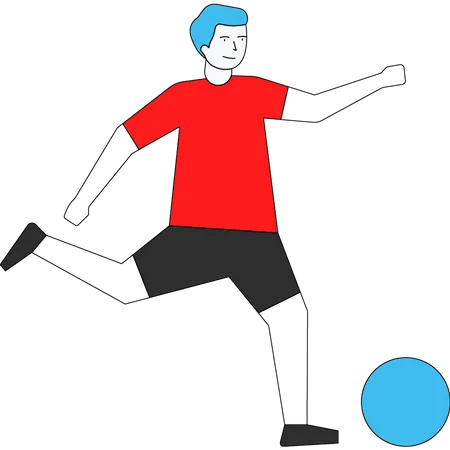 Junge tritt Fußball  Illustration