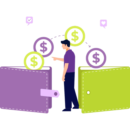 Junge überweist Geld  Illustration