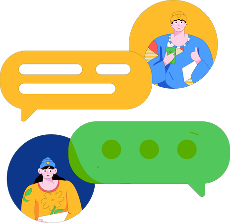 Jungen und Mädchen chatten online  Illustration