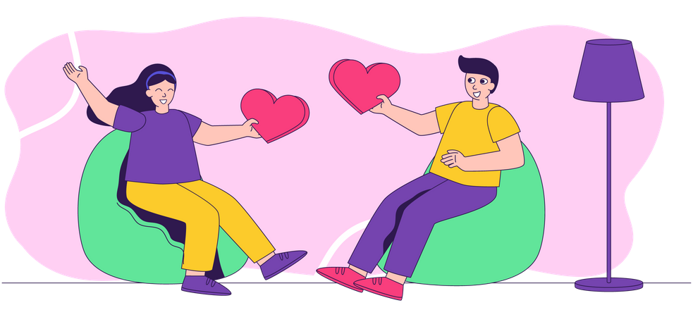 Junge und Mädchen drücken ihre Liebe aus  Illustration