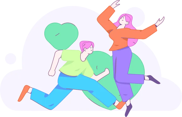 Junge und Mädchen fühlen Liebe  Illustration