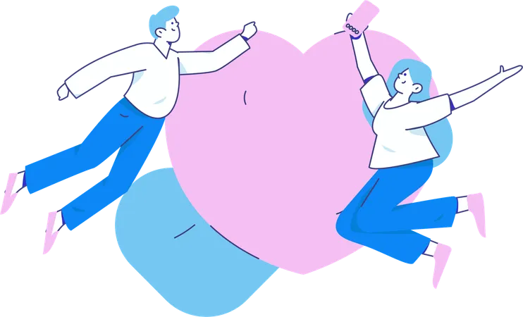 Junge und Mädchen fühlen Liebe  Illustration