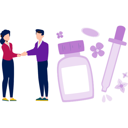 Junge Jungen und Mädchen machen Beauty-Deal  Illustration