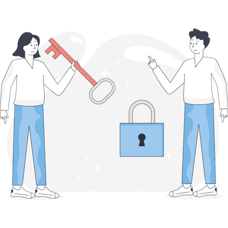 Junge und Mädchen sichere Kryptographie  Illustration