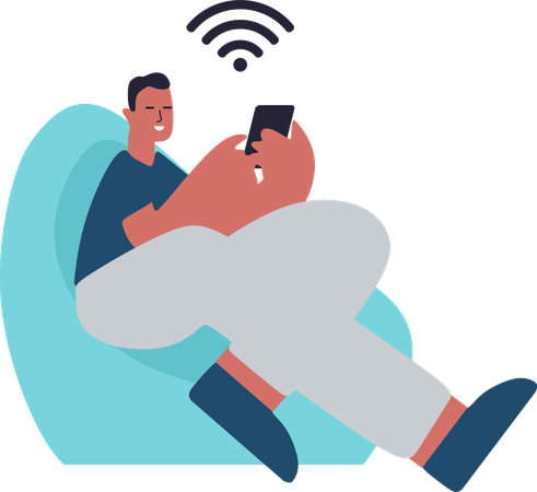 Junge verbindet sein Zuhause mit WLAN  Illustration