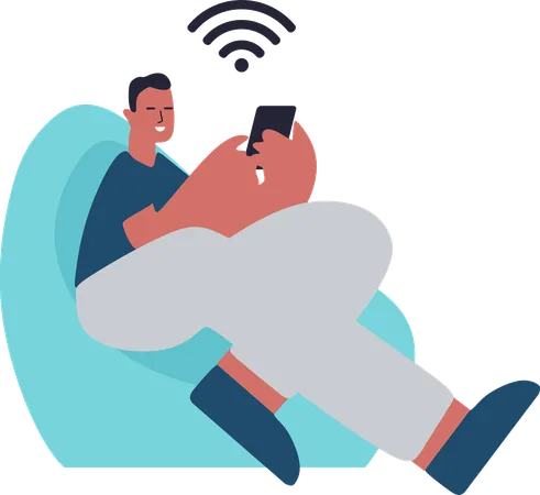 Junge verbindet sein Zuhause mit WLAN  Illustration