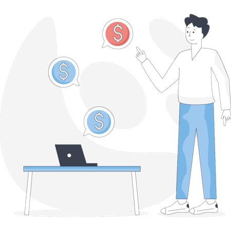 Junge verdient online Geld  Illustration