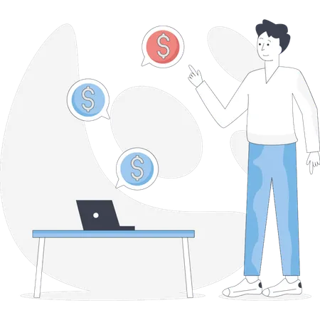 Junge verdient online Geld  Illustration