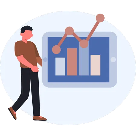 Junge Vertriebsleiter analysiert Umsatzwachstum  Illustration