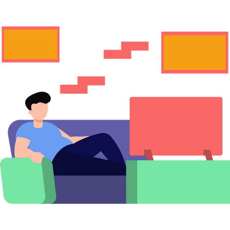 Junge vor dem Fernseher auf dem Sofa  Illustration