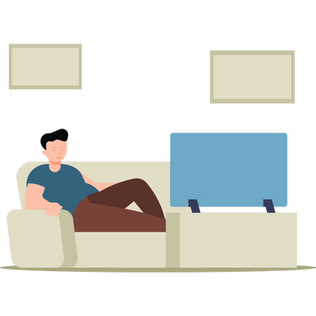 Junge vor dem Fernseher  Illustration