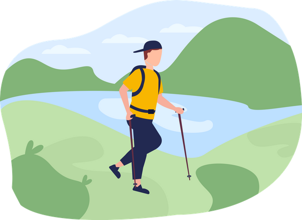 Junge beim Wandern  Illustration