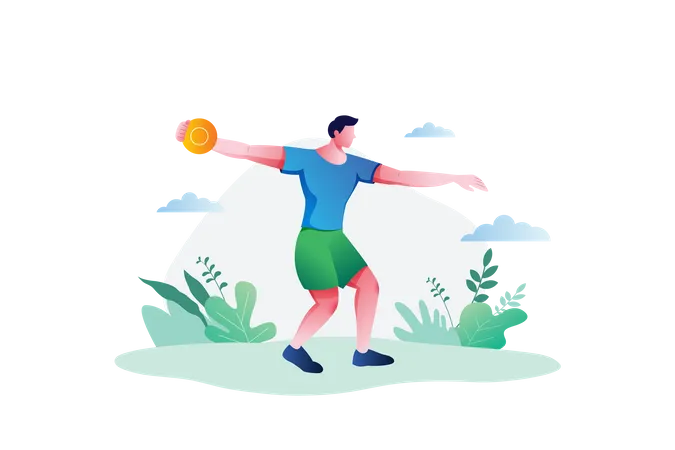 Junge wirft Frisbee  Illustration