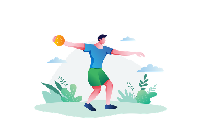 Junge wirft Frisbee  Illustration