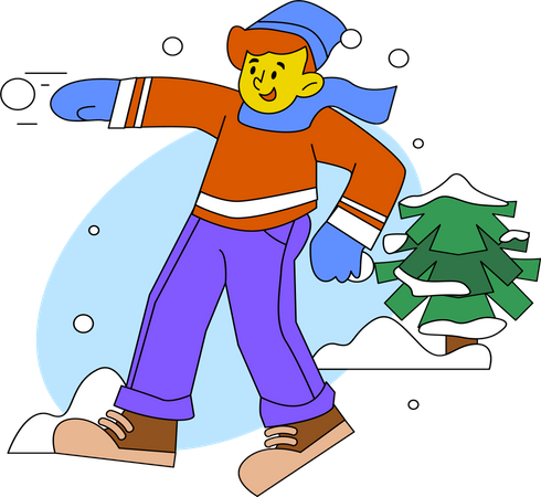 Junge der schneeball wirft  Illustration