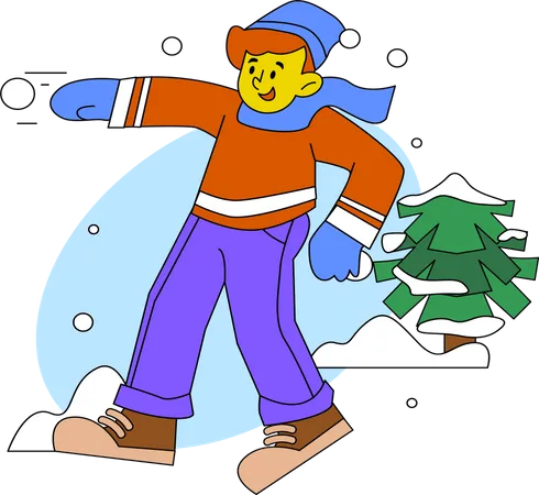 Junge der schneeball wirft  Illustration