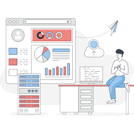 Junge zeigt Netzwerkadministration  Illustration