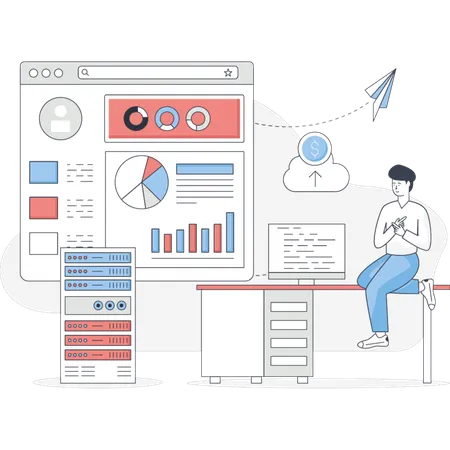 Junge zeigt Netzwerkadministration  Illustration