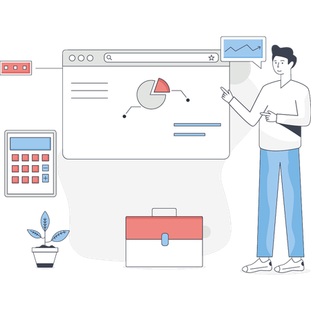 Junge zeigt Online-Analyse  Illustration