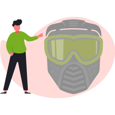Junge zeigt Schutzgesichtsmaske  Illustration