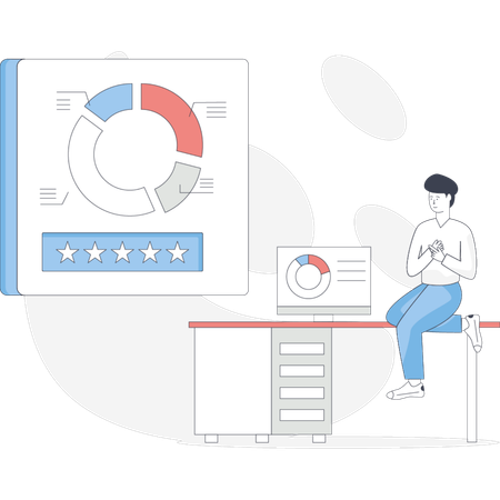 Junge zeigt Sternebewertung  Illustration
