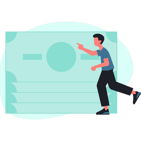 Junge zeigt Bargeld  Illustration