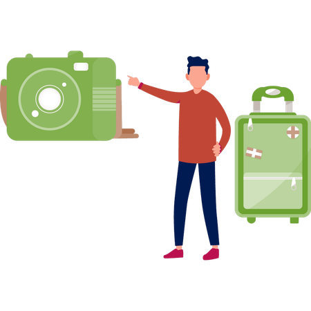 Junge zeigt Digitalkamera  Illustration