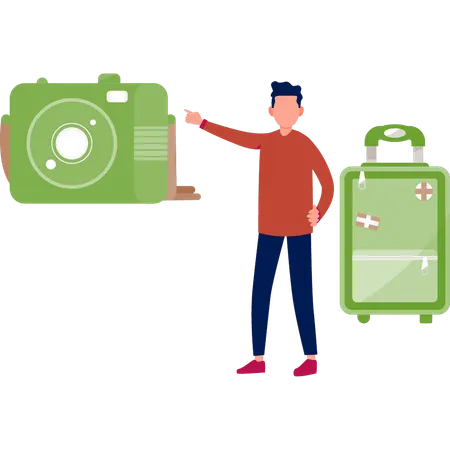 Junge zeigt Digitalkamera  Illustration