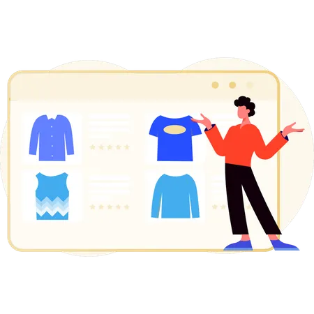 Junge zeigt E-Commerce-Kauf  Illustration