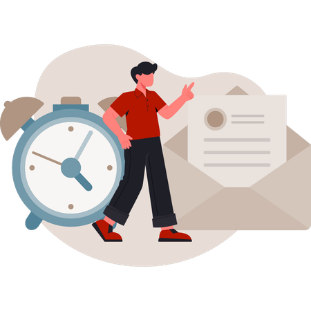 Junge zeigt E-Mail Alarm  Illustration