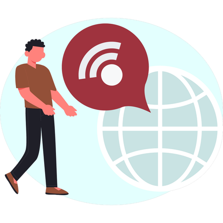 Junge zeigt globales WLAN  Illustration