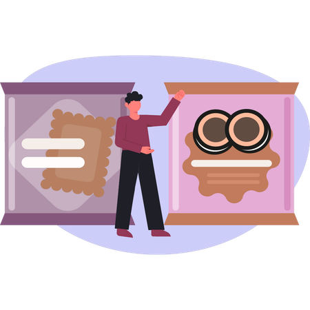 Junge zeigt Kekse  Illustration