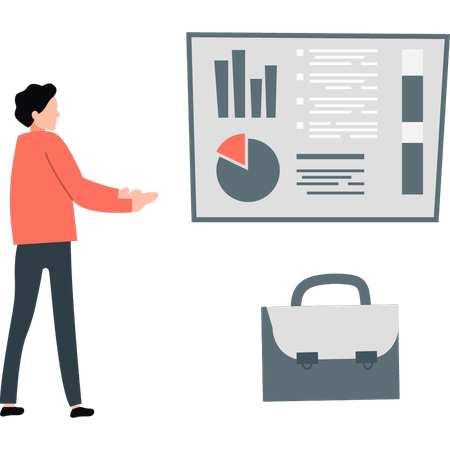 Junge zeigt Kreisdiagramm  Illustration