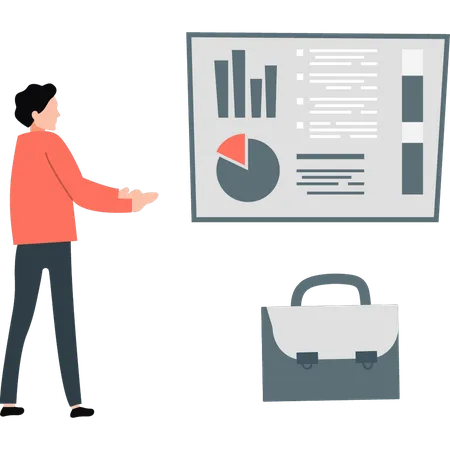 Junge zeigt Kreisdiagramm  Illustration