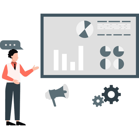 Junge zeigt Kreisdiagramm  Illustration