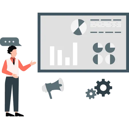 Junge zeigt Kreisdiagramm  Illustration