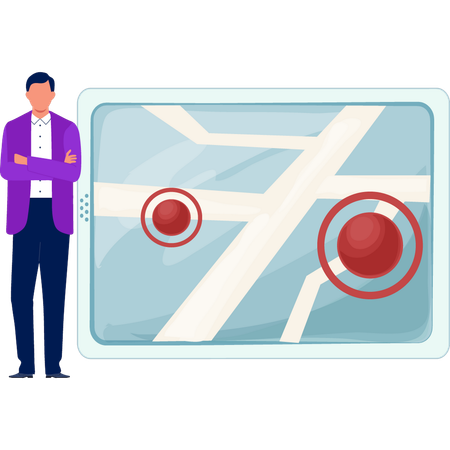 Junge zeigt Luftnavigation für Flüge  Illustration