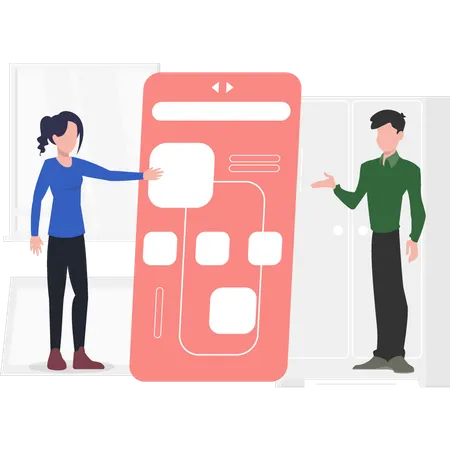 Junge zeigt mobile app  Illustration