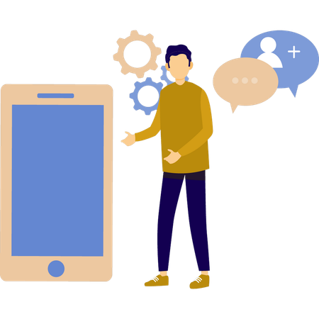 Junge zeigt mobile Einstellung  Illustration