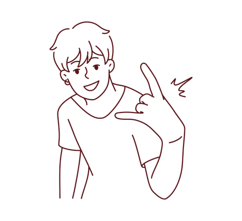 Junge zeigt Rock-Handzeichen  Illustration