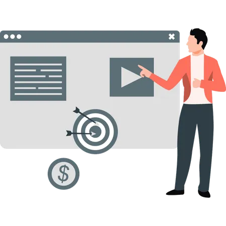 Junge zeigt Videomarketing  Illustration