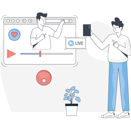 Jungen beim Live-Streaming  Illustration