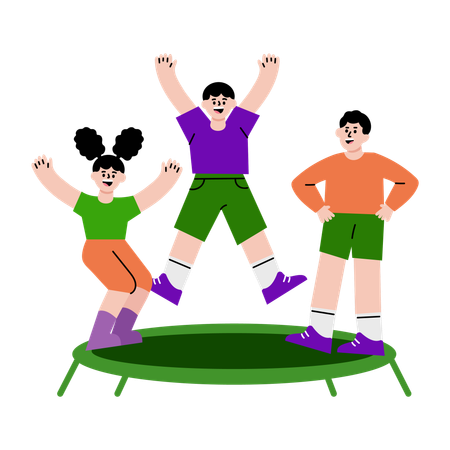 Jungen spielen auf dem Trampolin  Illustration