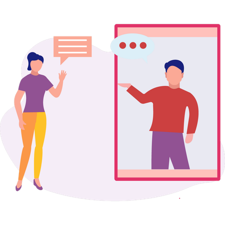 Jungen und Mädchen beim Online-Chat  Illustration