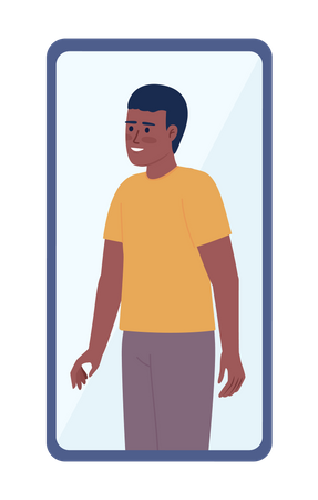 Junger Mann auf Handy-Bildschirm  Illustration