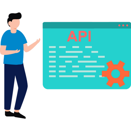 Junger Mann programmiert API  Illustration