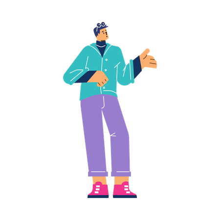 Junger Mann erklärt etwas  Illustration