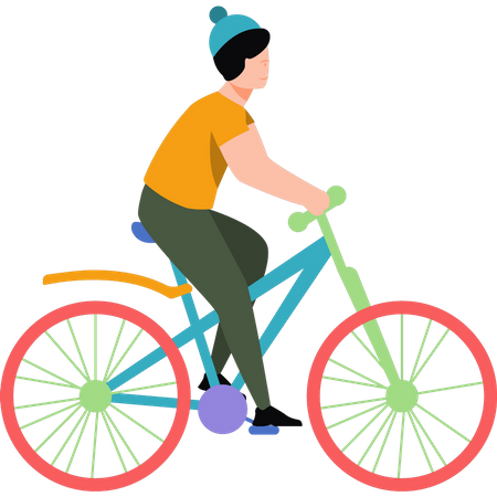 Junger Mann auf Fahrrad  Illustration